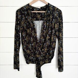 NWOT Intimately by Free people black with floral design bodysuit